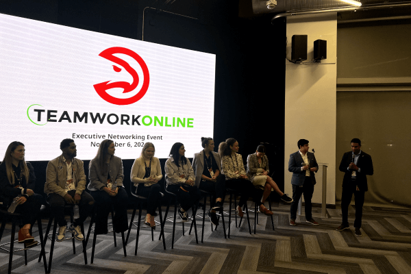 Panel discussion at the TeamWork Online Executive Networking Event hosted by the Atlanta Hawks
